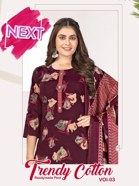 KCF TRENDY  COTTON READYMADE PANT VOL-03 Kurti Wholesale Catalog