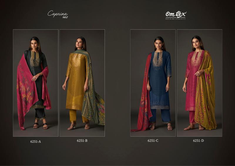 OMTEX CAPRINA Vol 2 Jacquard Silk Print With Handwork Salwar Kameez Wholesale Catalog