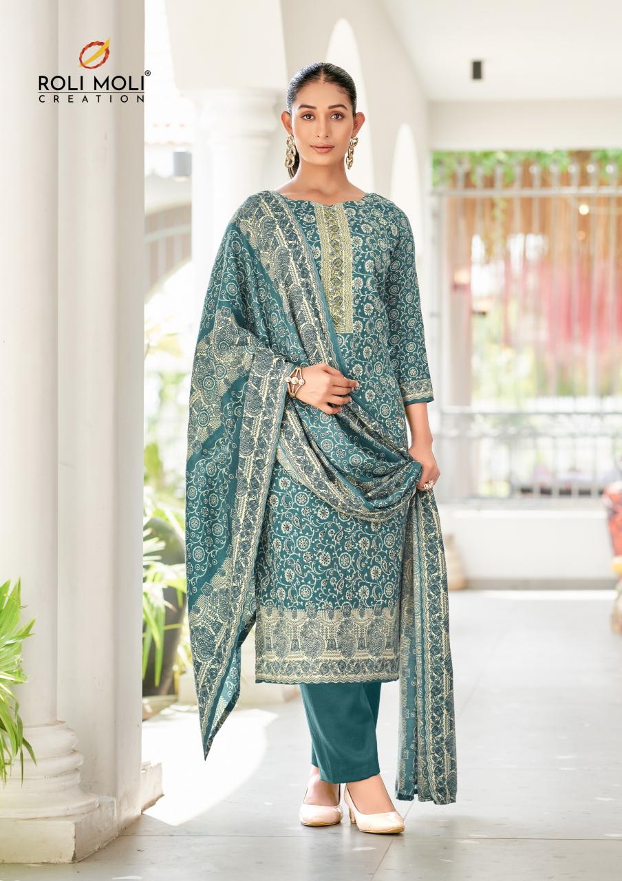 Roli Moli Rangat Pashmina Printed Dress Material wholesale in rajkot