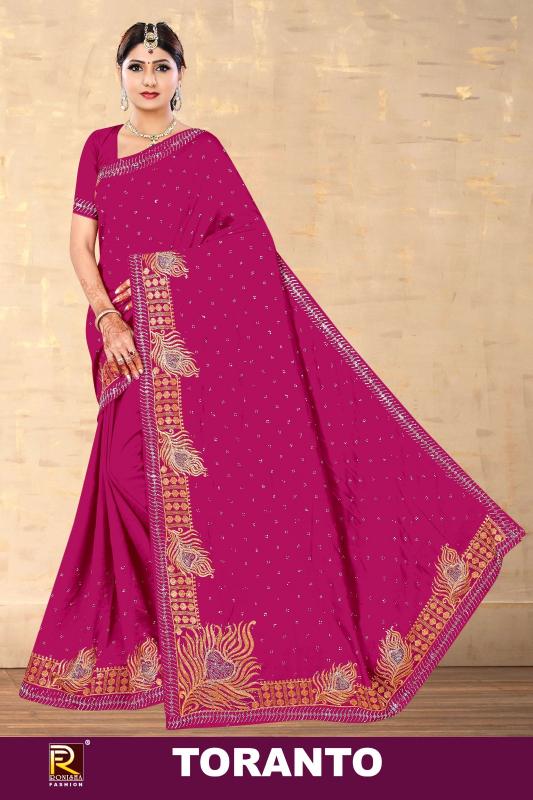 Ronisha Toranto embroidery work heavy premium exclusive designer saree Wholesale Catalog