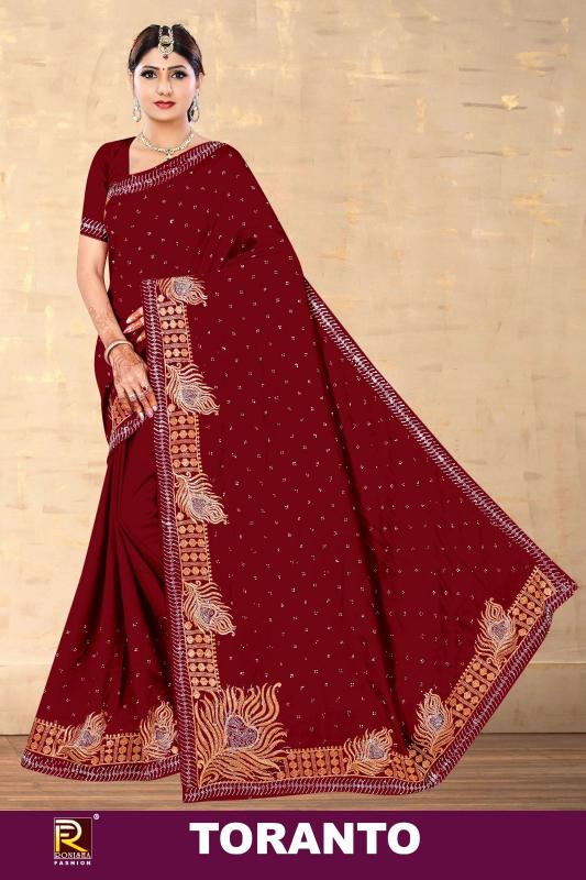 Ronisha Toranto embroidery work heavy premium exclusive designer saree Wholesale Catalog