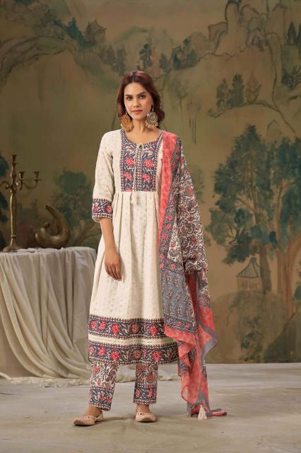 Sabella Dream Girl Grey Pink Kurti set Buy Online India w Melange
