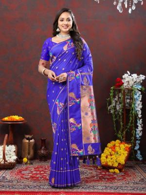 Sabella Nx -279 Copper Blue Soft Pethani Silk Best Sarees in India