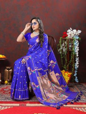 Sabella Nx -279 Copper Blue Soft Pethani Silk Best Sarees in India