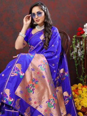 Sabella Nx -279 Copper Blue Soft Pethani Silk Best Sarees in India