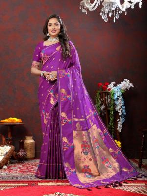 Sabella Nx -279 Copper purple Soft Pethani Silk Sarees online india