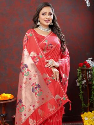 Sabella Nx -279 Copper Red Soft Pethani Silk Saree online shopping india