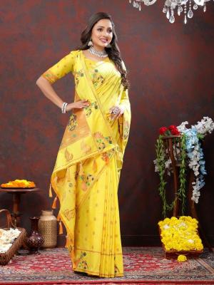 Sabella Nx -279 Copper Yellow Soft Pethani Silk South India Saree