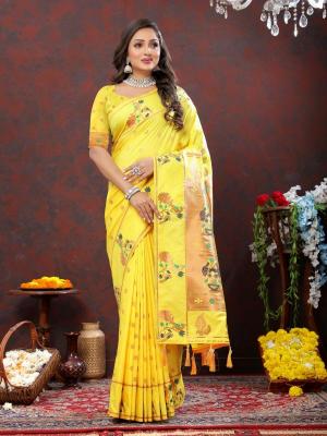 Sabella Nx -279 Copper Yellow Soft Pethani Silk South India Saree