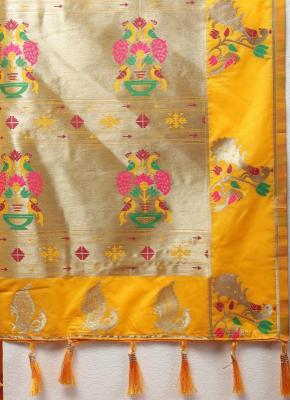 Sabella Nx -279 Gold Dark Yellow Soft Pethani Silk Saree day in india