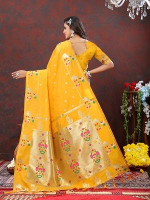 Sabella Nx -279 Gold Dark Yellow Soft Pethani Silk Saree day in india