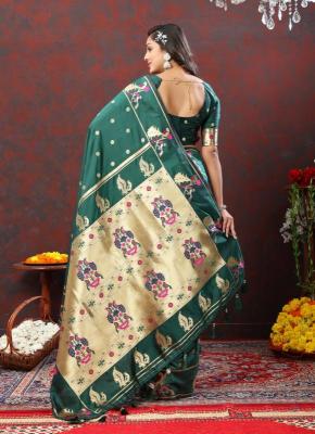 Sabella Nx -279 Gold mehandi Soft Pethani Silk Saree shops in dlf mall of india