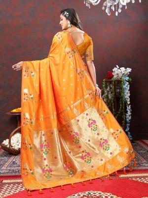 Sabella Nx -279 Gold Orange Soft Pethani Silk Saree exporters in india