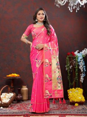 Sabella Nx -279 Gold Pink Soft Pethani Silk Saree websites india