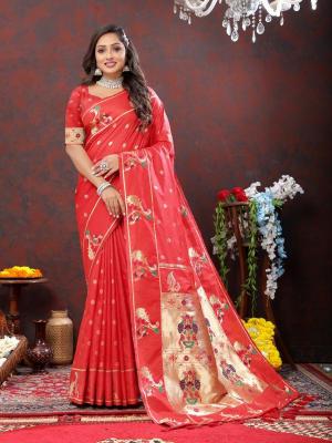 Sabella Nx -279 Gold Red Soft Pethani Silk best saree stores in india
