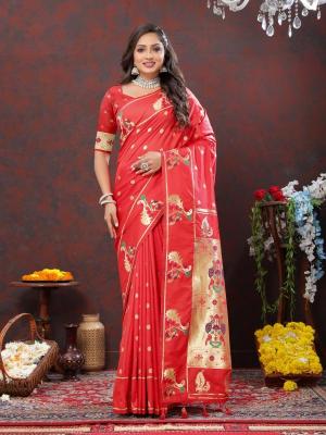 Sabella Nx -279 Gold Red Soft Pethani Silk best saree stores in india
