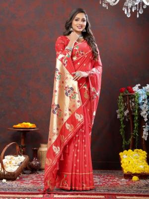 Sabella Nx -279 Gold Red Soft Pethani Silk best saree stores in india