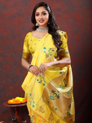 Sabella Nx -279 Gold Yellow Soft Pethani Silk Saree blouses online india