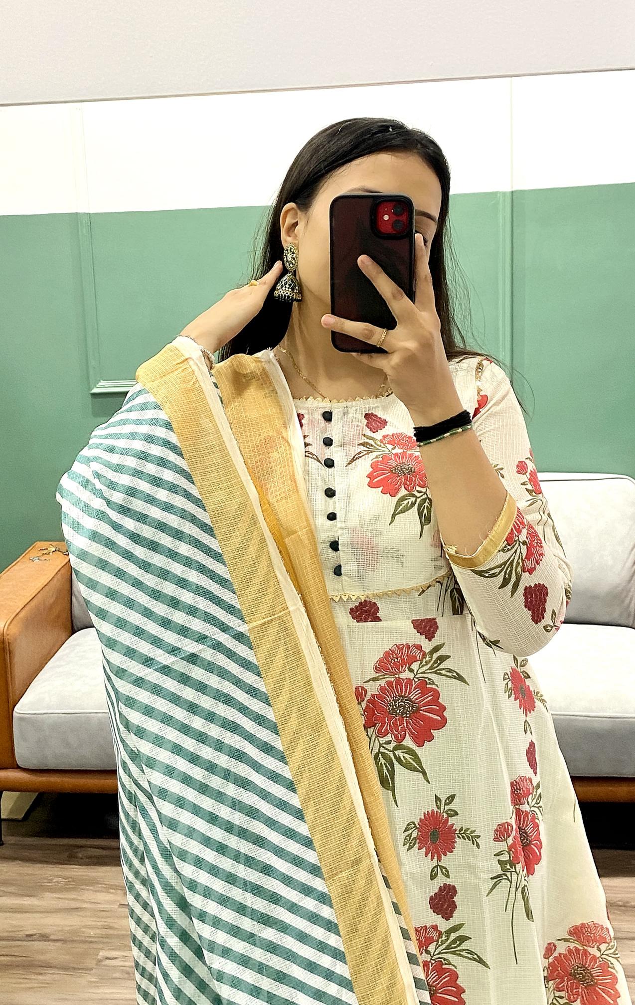 Sabella Pure Cotton Kota Doriya Floral Printed Kurti Wholesale Catalog