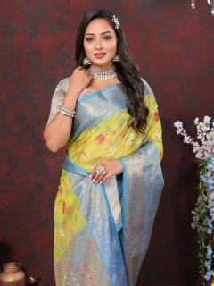 Sabella Yellow 283 online shopping sites in india for cotton sarees