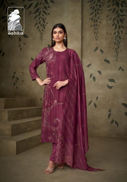 Sahiba Ojasvi Digital Printed With Hand Work Neck Patti Organza Silk Salwar Kameez Wholesale Catalog