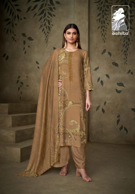 Sahiba Ojasvi Digital Printed With Hand Work Neck Patti Organza Silk Salwar Kameez Wholesale Catalog