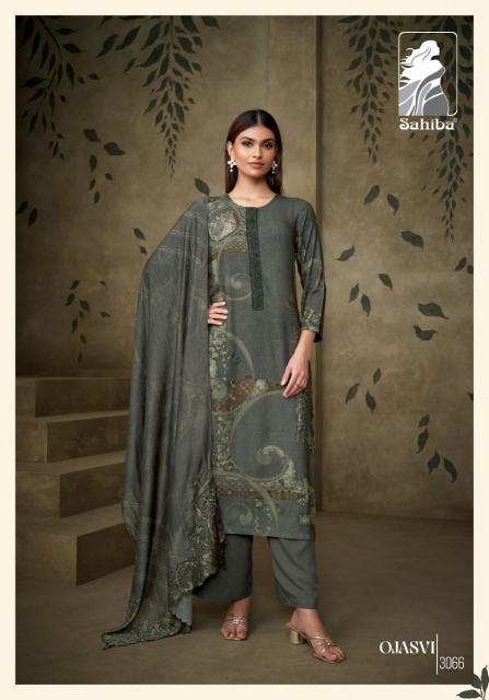 Sahiba Ojasvi Digital Printed With Hand Work Neck Patti Organza Silk Salwar Kameez Wholesale Catalog