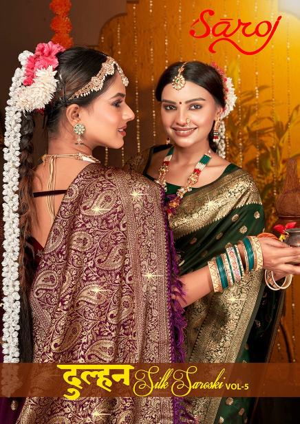 Saroj Dulhan silk swarovski vol.5 Soft silk saree in surat with price wholesale