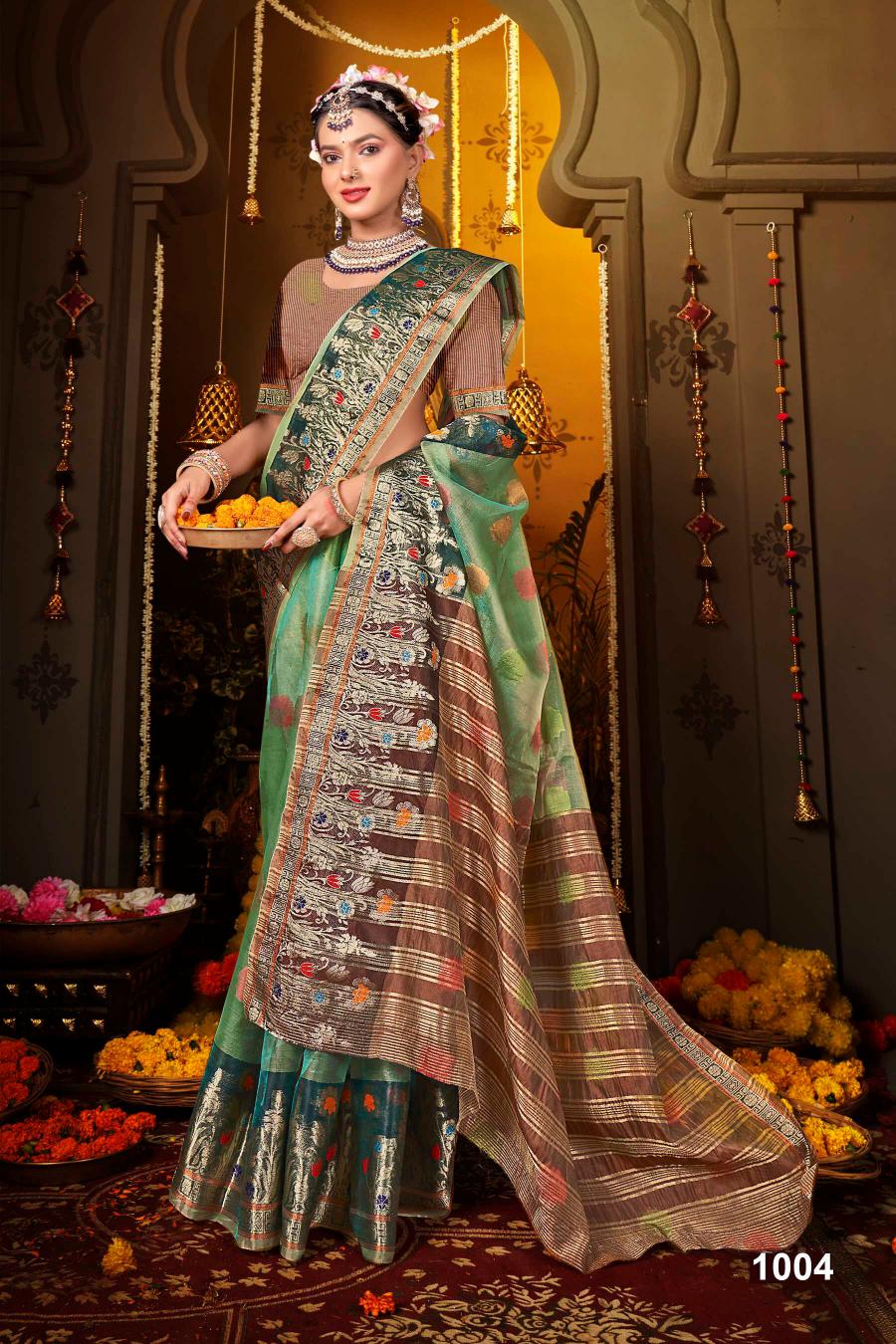 Saroj Pretty woman tissue vol.1 organza silk saree in surat with price wholesale 