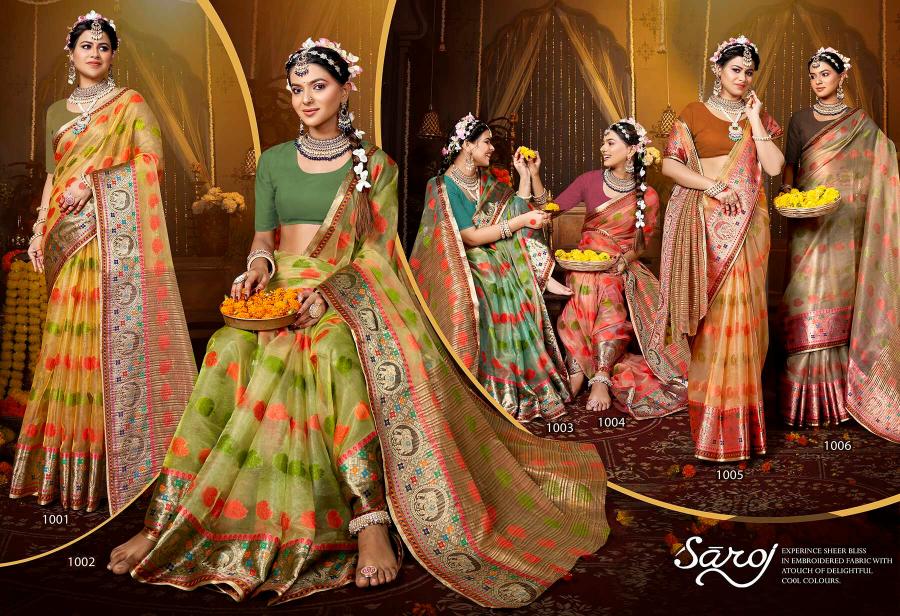Saroj Pretty woman tissue vol.3 organza silk saree in surat with price wholesale 