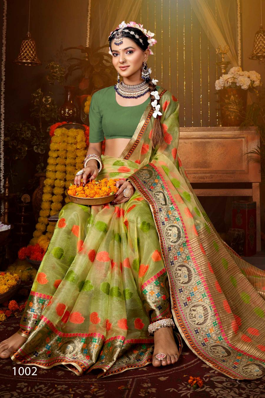 Saroj Pretty woman tissue vol.3 organza silk saree in surat with price wholesale 