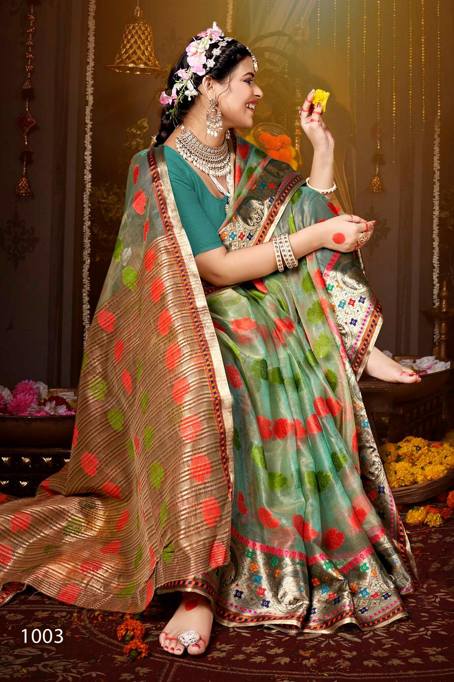 Saroj Pretty woman tissue vol.3 organza silk saree in surat with price wholesale 