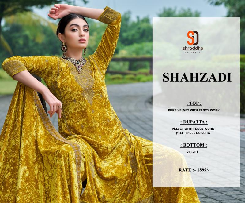 Shraddha Shahzadi Velvet Designer Salwar Suits Wholesale Catalog