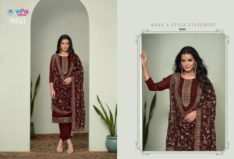 Vipul Amaze Silk Georgette With Embroidery Salwar Kameez Wholesale Catalog