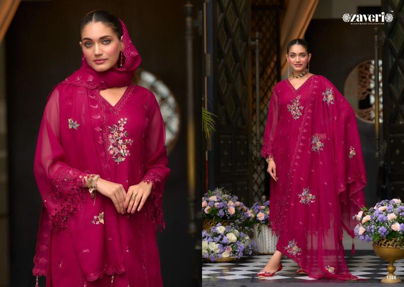 Zaveri Pari Organza Embroidered Ready Made Salwar Kameez Wholesale Catalog