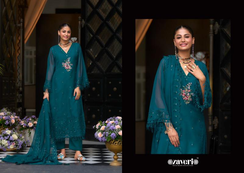 Zaveri Pari Organza Embroidered Ready Made Salwar Kameez Wholesale Catalog
