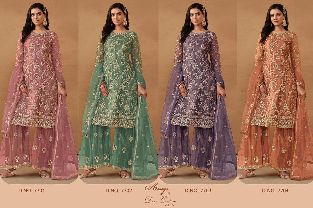 Aanaya Vol 177 Net Satin Pakistani Suits Wholsale Catalog
