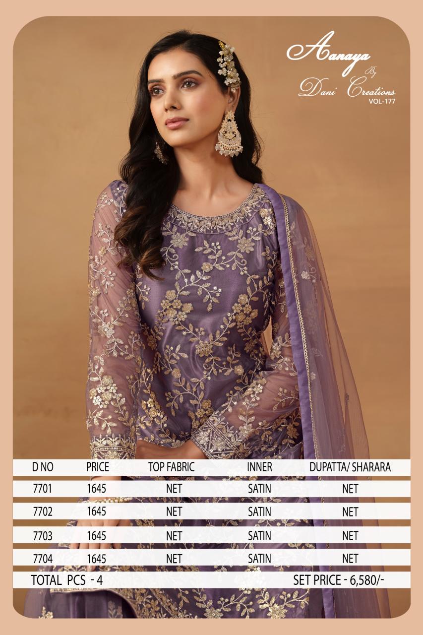 Aanaya Vol 177 Net Satin Pakistani Suits Wholsale Catalog
