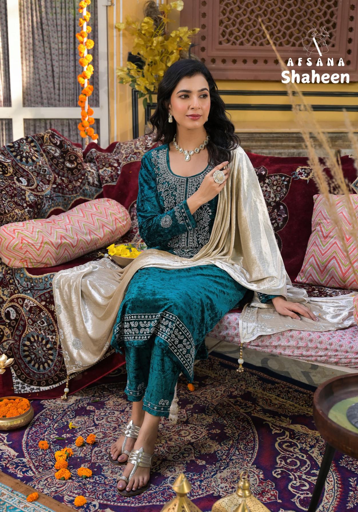 Afsana Shaheen Viscose Velvet Salwar Kameez Wholesale Catalog