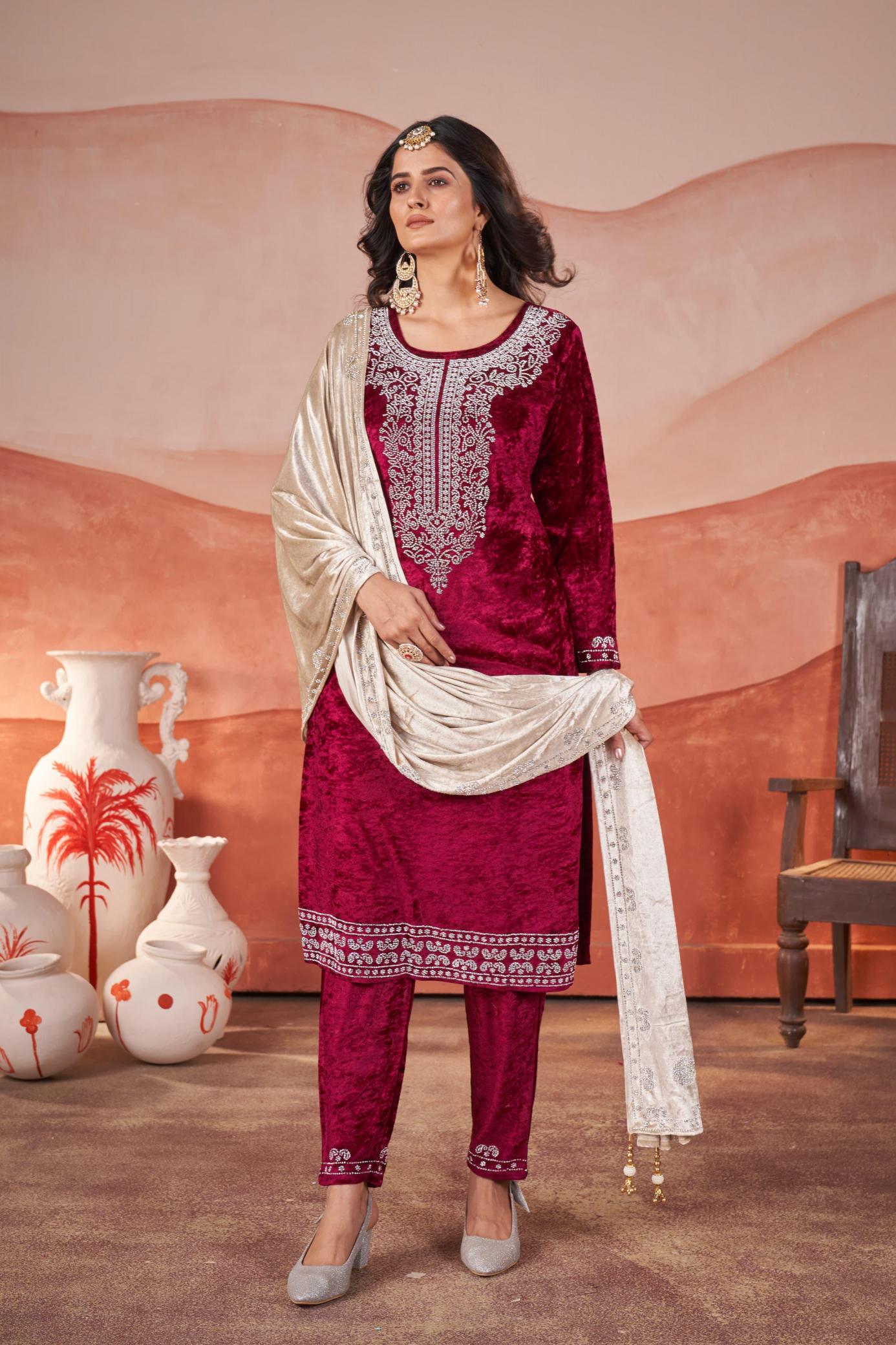 Afsana Shaheen Viscose Velvet Salwar Kameez Wholesale Catalog
