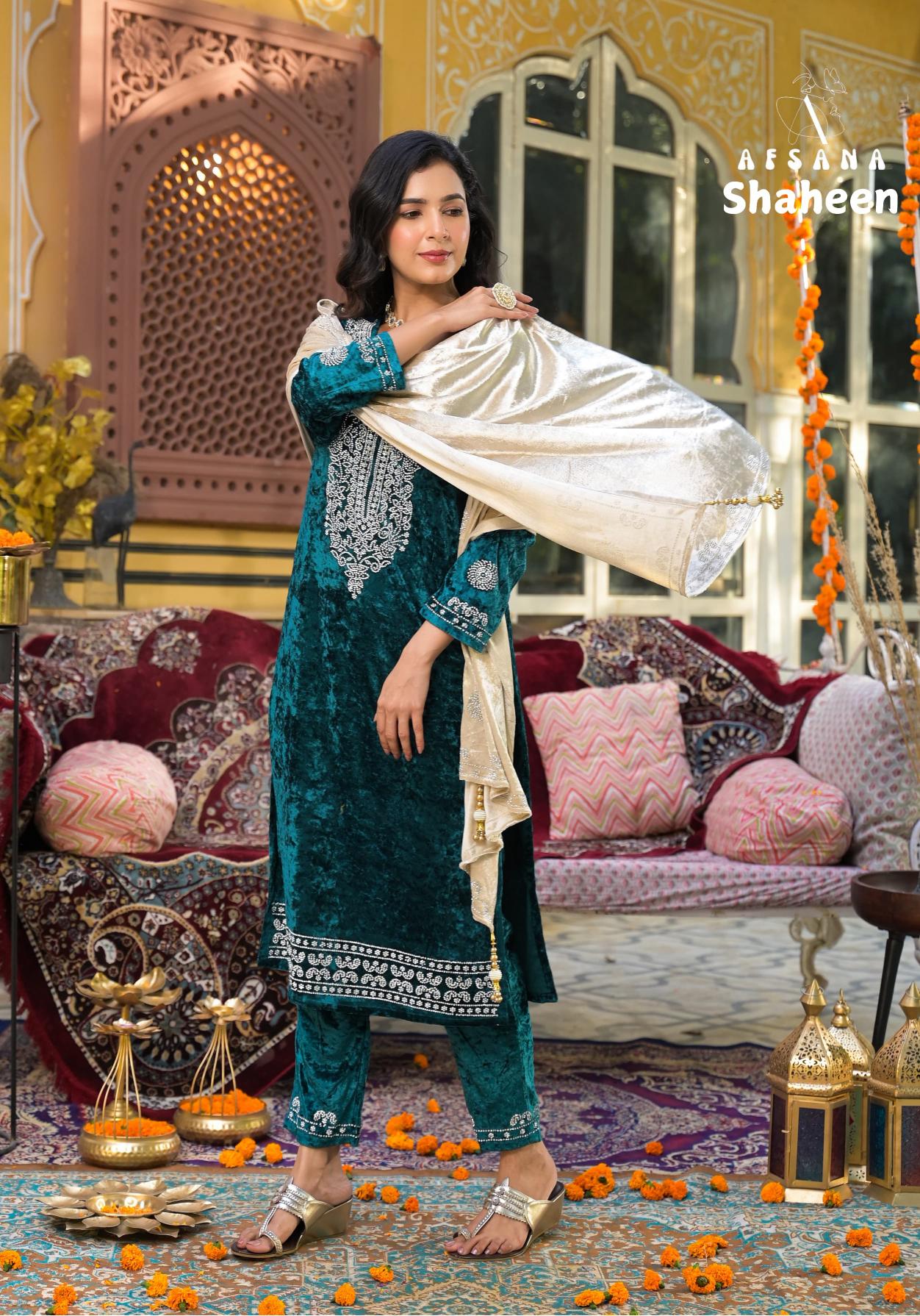 Afsana Shaheen Viscose Velvet Salwar Kameez Wholesale Catalog