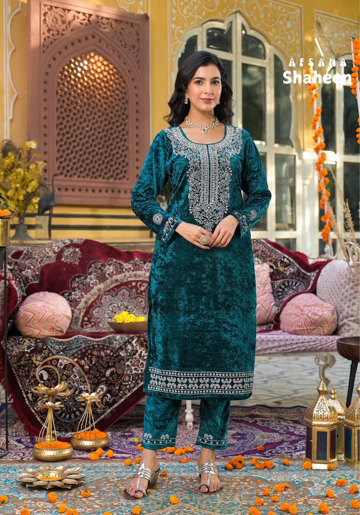 Afsana Shaheen Viscose Velvet Salwar Kameez Wholesale Catalog