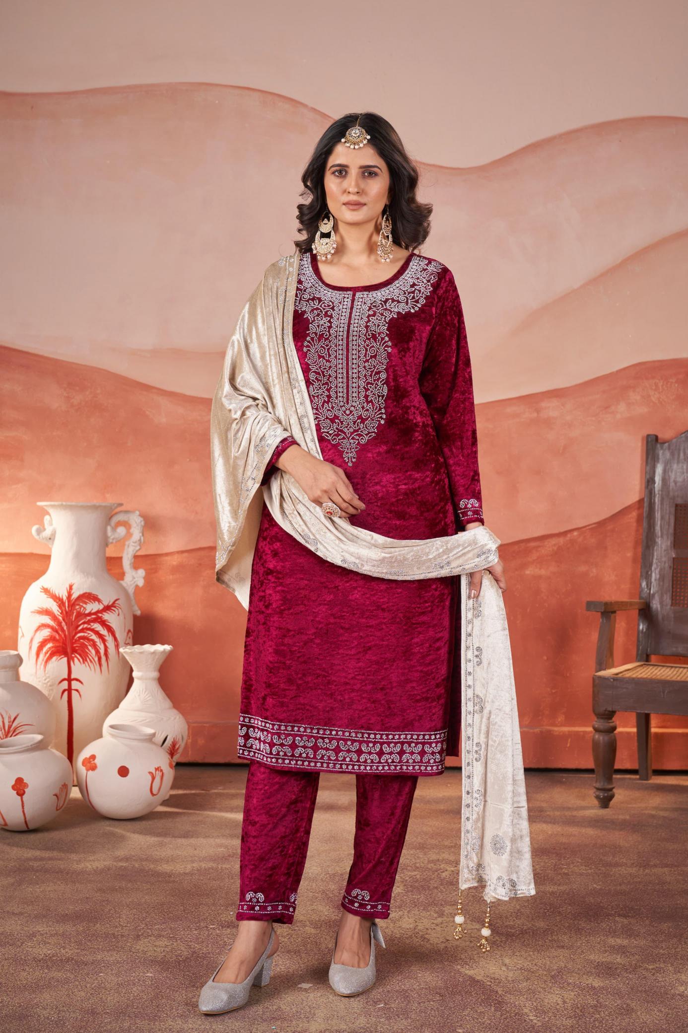 Afsana Shaheen Viscose Velvet Salwar Kameez Wholesale Catalog