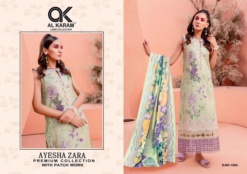 Al Karam Ayesha Zara Vol-1 – Karachi Dress Material With Patch Work - Wholesale Catalog