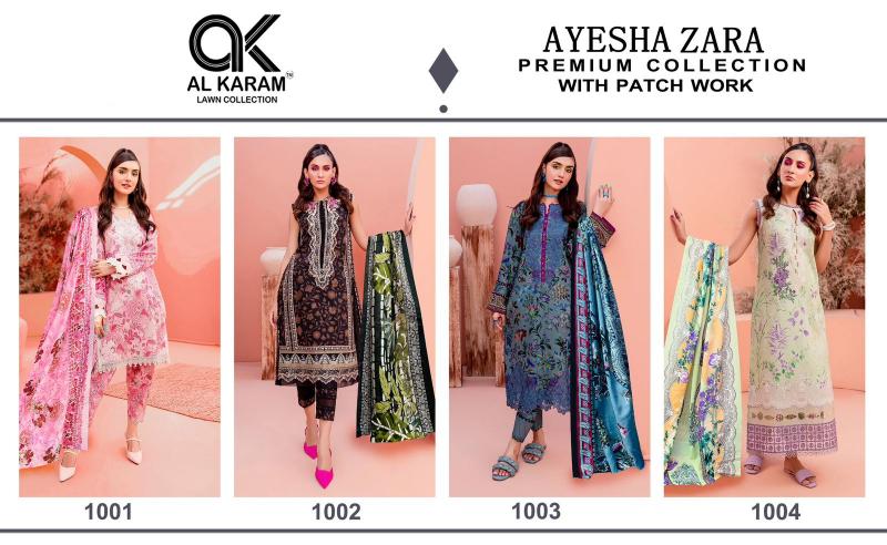 Al Karam Ayesha Zara Vol-1 – Karachi Dress Material With Patch Work - Wholesale Catalog