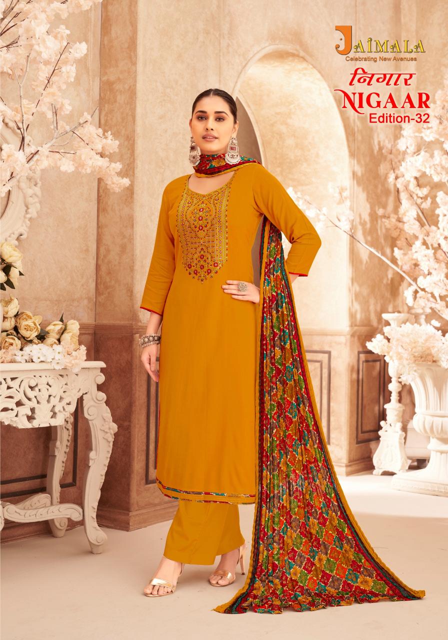Alok Jaimala Nigaar Vol 32 Dress Material Wholesale Catalog