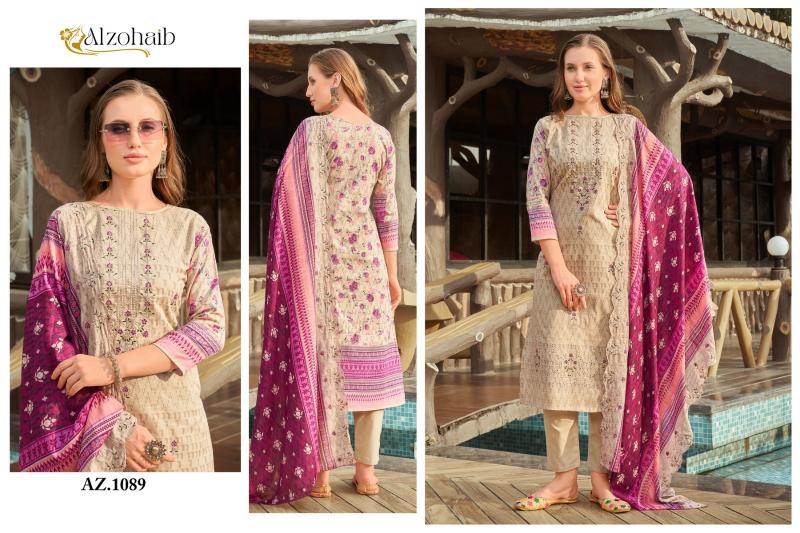 Alzohaib Az 1086 To 1089 Cotton Dupatta Pakistani Suits Wholesale Catalog