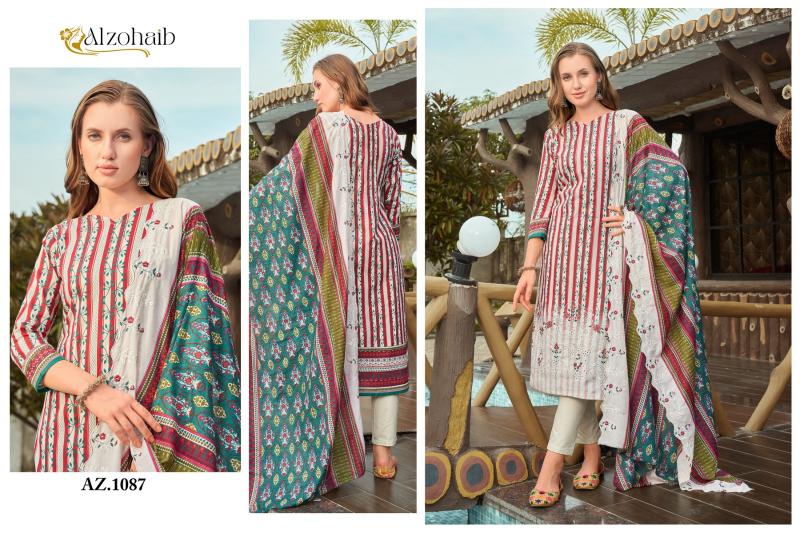 Alzohaib Az 1086 To 1089 Cotton Dupatta Pakistani Suits Wholesale Catalog