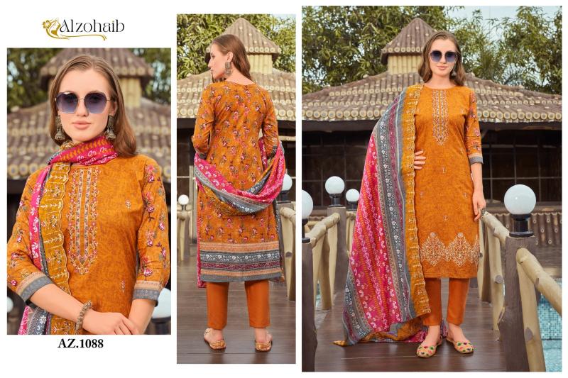 Alzohaib Az 1086 To 1089 Cotton Dupatta Pakistani Suits Wholesale Catalog