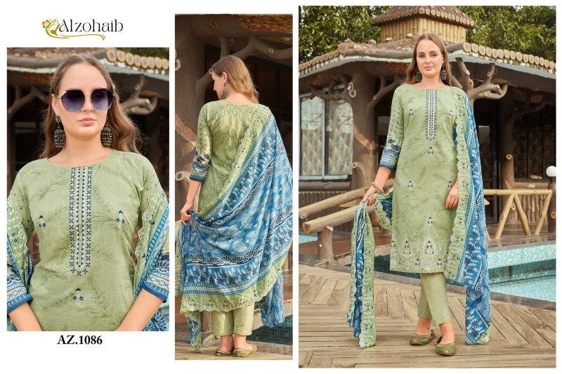 Alzohaib Az 1086 To 1089 Cotton Dupatta Pakistani Suits Wholesale Catalog